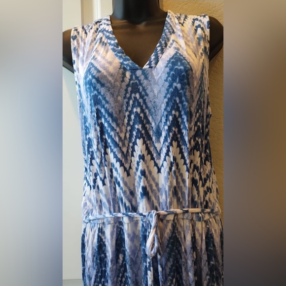 Design History Blue/white Sleeveless Long Maxi Dress Size Large, Tie Back - Picture 2 of 12